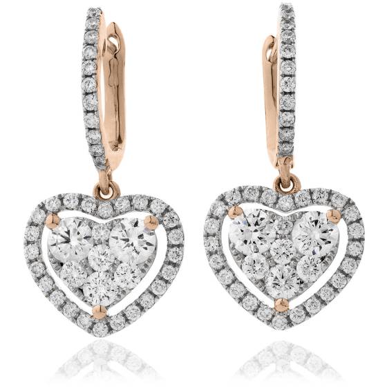 HERCL227 Heart Shape Drop Cluster Earrings