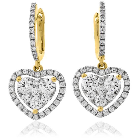 HERCL227 Heart Shape Drop Cluster Earrings
