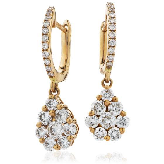 HERCL237 Tear Drop Diamond Cluster Earrings
