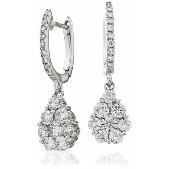 HERCL237 Tear Drop Diamond Cluster Earrings