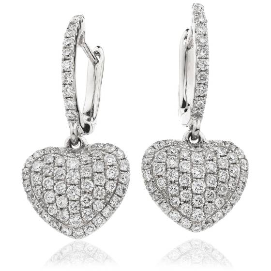 HERCL240 Heart Shape Brilliant cut Cluster Earrings