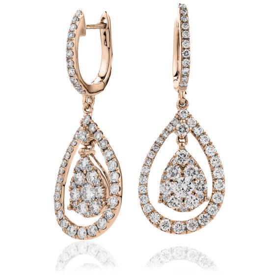 HERCL242 Single Halo Pear shape Cluster Earrings
