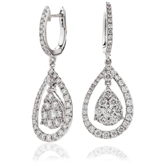 HERCL242 Single Halo Pear shape Cluster Earrings