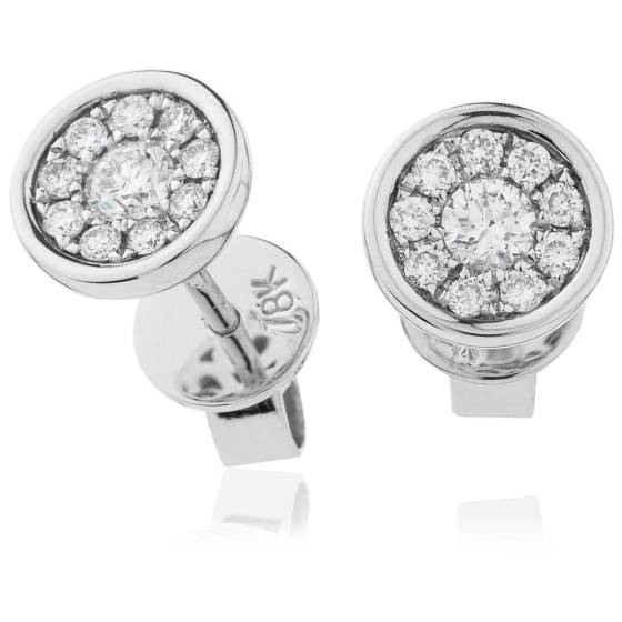 HERCL99 Round Bezel Round cut Cluster Diamond Earring