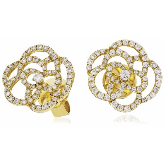 HERDR125 Swirl Round cut Diamond Earrings