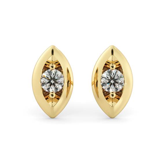 HERDR77 Round cut Designer Leaf Stud Diamond Earrings