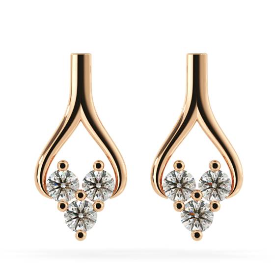 HERDR79 3 Round cut Cluster Diamonds Designer Earrings