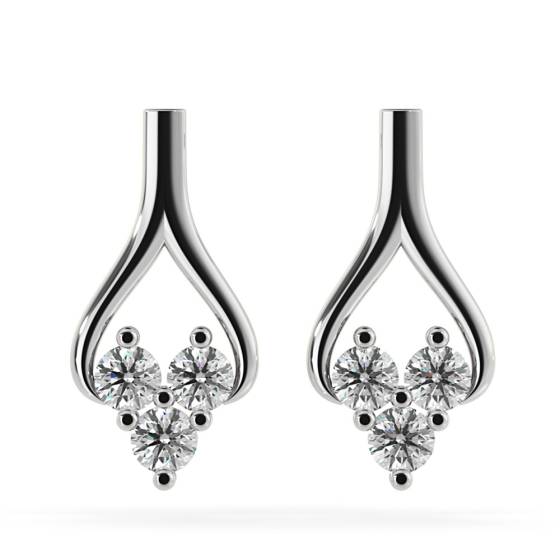 HERDR79 3 Round cut Cluster Diamonds Designer Earrings