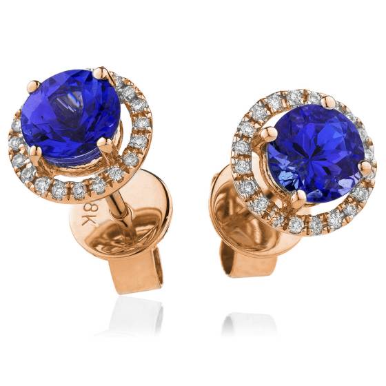 HERGBS269 Round Shape Blue Sapphire & Diamond Earrings
