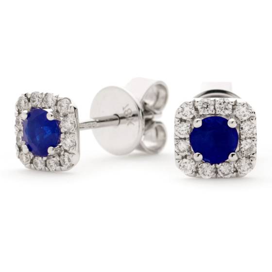 HERGBS276 Round Shape Blue Sapphire Earrings