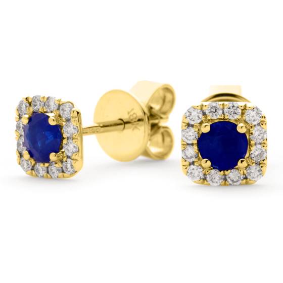 HERGBS276 Round Shape Blue Sapphire Earrings