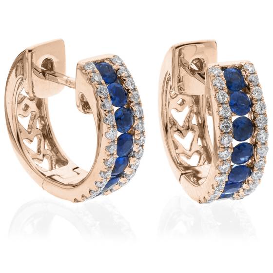 HERGBS286 Blue Sapphire Hoop Earrings