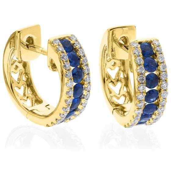 HERGBS286 Blue Sapphire Hoop Earrings
