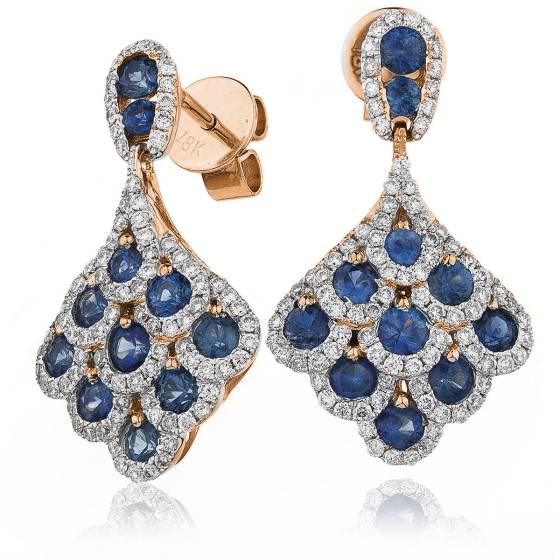 HERGBS288 Blue Sapphire Cluster Drop Earrings