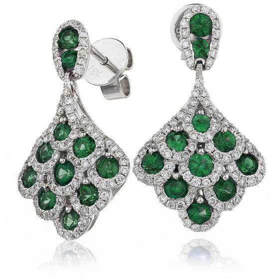 HERGEM289 Emerald Gemstone Cluster Drop Earrings