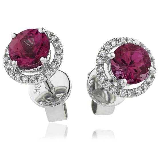 HERGRY270 Round Shape Ruby & Diamond Earrings
