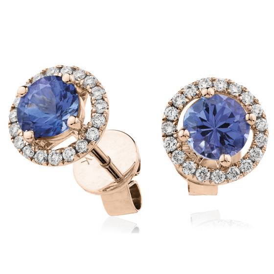 HERGTZ291 Round cut Tanzanite Halo Earrings