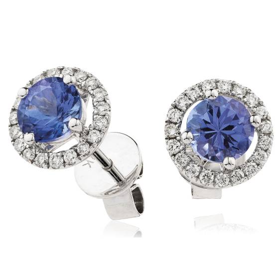 HERGTZ291 Round cut Tanzanite Halo Earrings