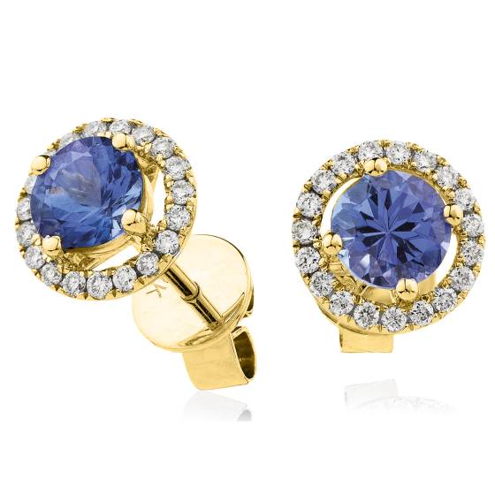 HERGTZ291 Round cut Tanzanite Halo Earrings