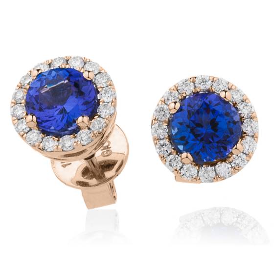 HERGTZ292 Tanzanite Gemstone Halo Earrings