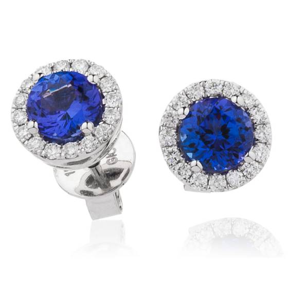 HERGTZ292 Tanzanite Gemstone Halo Earrings