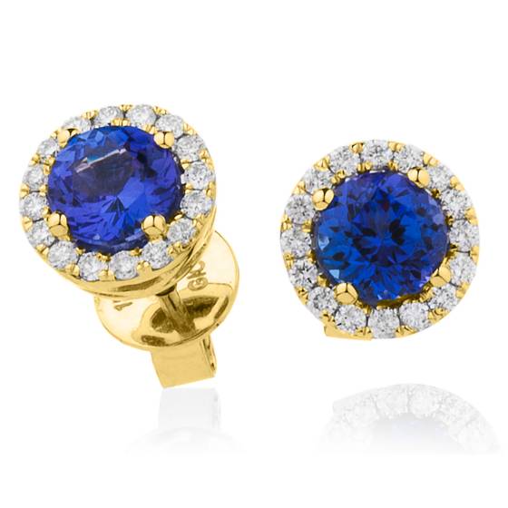 HERGTZ292 Tanzanite Gemstone Halo Earrings