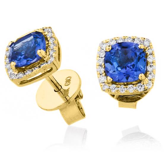 HERGTZ294 Round cut Tanzanite Single Halo Earrings