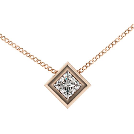 HPP6 Princess Solitaire Diamond Pendant