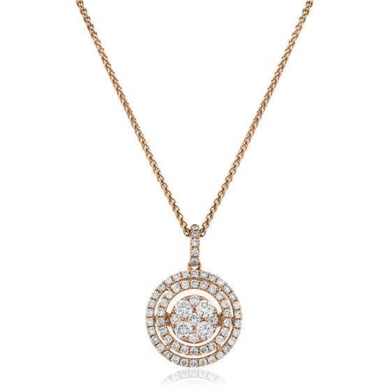 HPRDR166 Double Halo Round cut Cluster Diamond Pendant