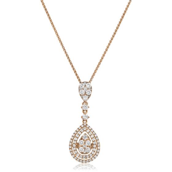 HPRDR180 Pear Shaped Round cut Drop Diamond Necklace