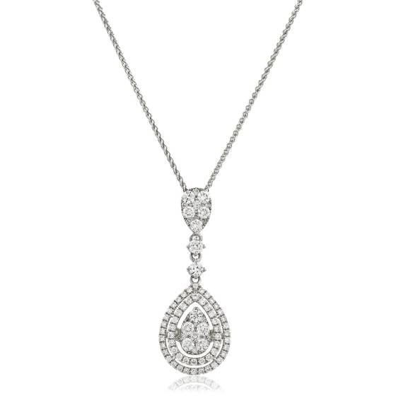 HPRDR180 Pear Shaped Round cut Drop Diamond Necklace