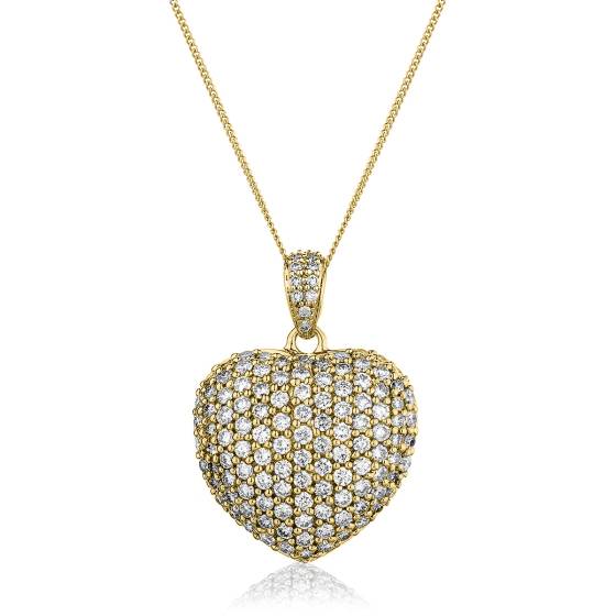 HPRDR201 Dazzling Round cut Micro Pave Heart Diamond Pendant