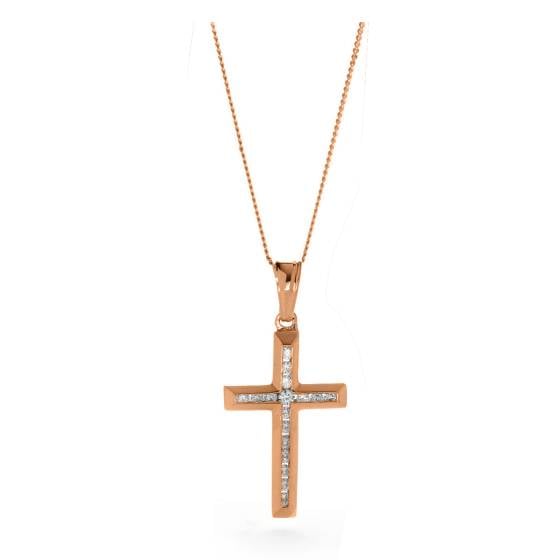 HPRDR208 Channel set Round cut Diamond Cross Pendant