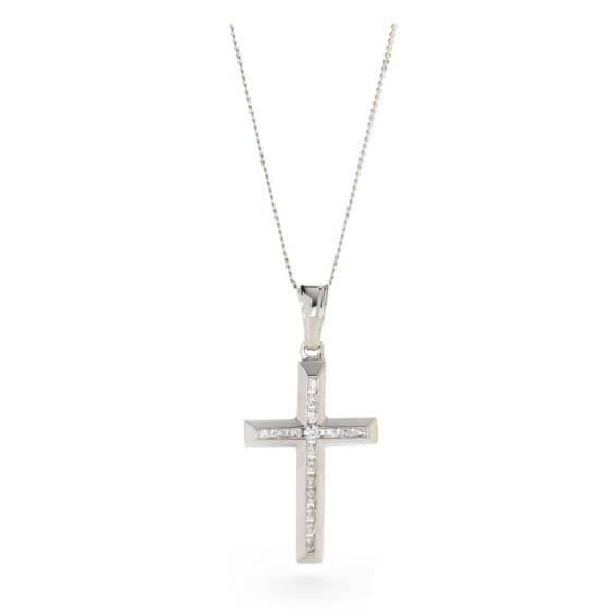 HPRDR208 Channel set Round cut Diamond Cross Pendant
