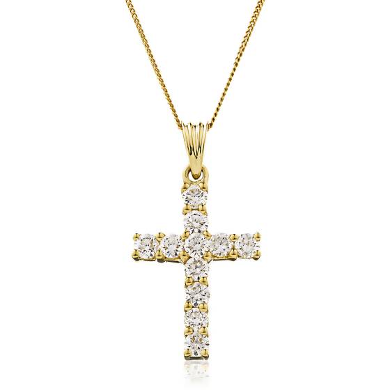 HPRDR210 Classic Round cut Diamond Cross Pendant