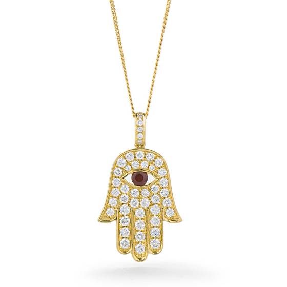 HPRGRY221 Star of David and Evil Eye Ruby Pendant