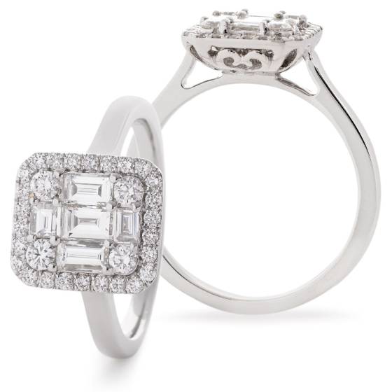 HRBCL2452 Baguette Cluster Diamond Ring