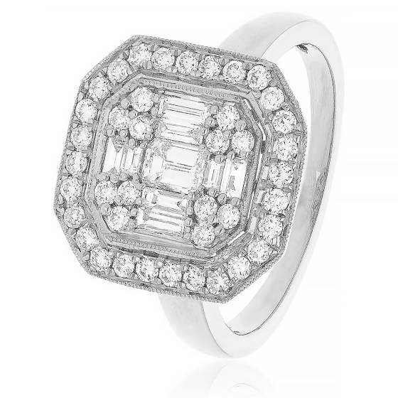 HRBCL2454 Baguette Cluster Diamond Ring