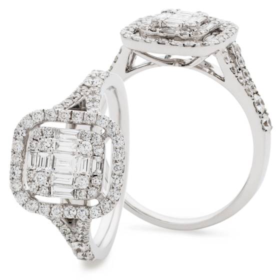 HRBCL2455 Baguette Cluster Diamond Ring