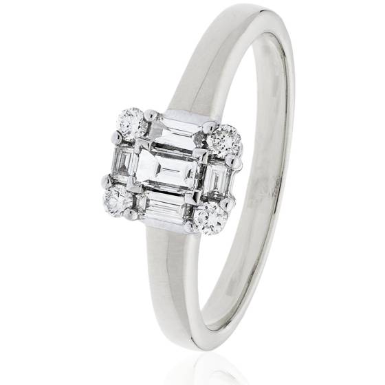 HRBCL2457 Baguette Cluster Diamond Ring