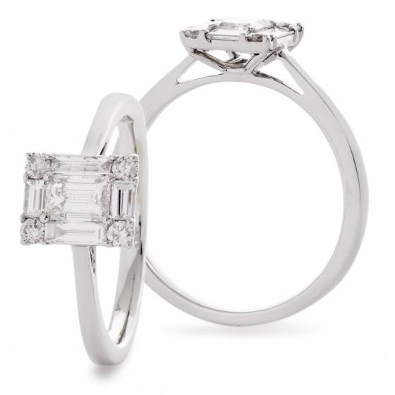 HRBCL2458 Baguette Cluster Diamond Ring