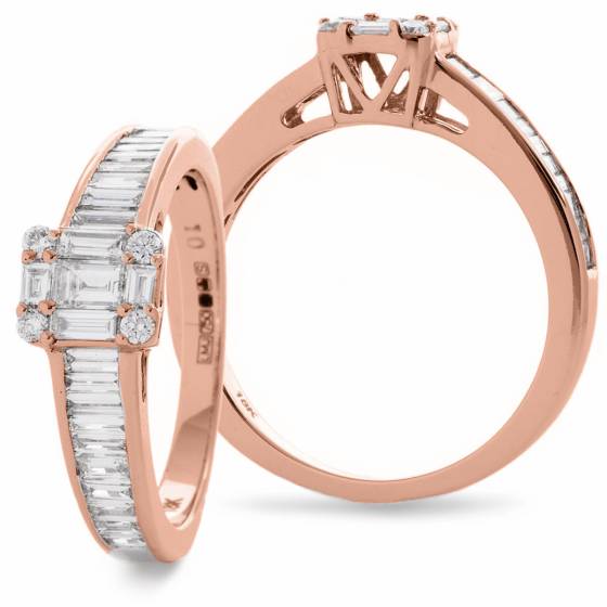 HRBCL921 Round & Baguette cut Tapering Shoulders Cluster Diamond Ring