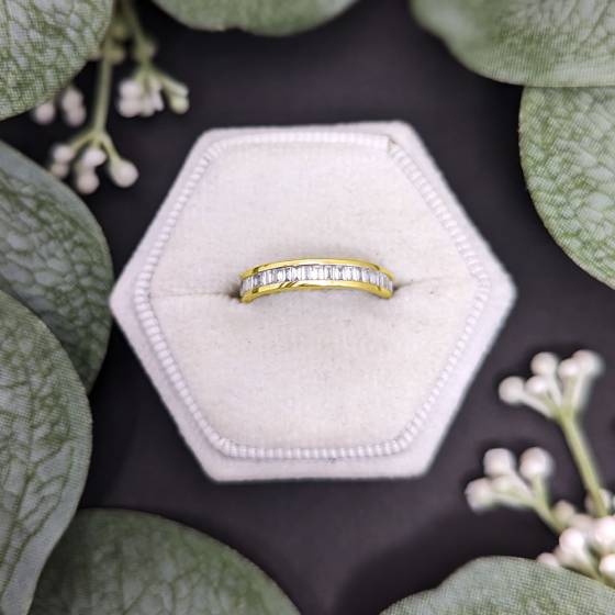 0.50ct VS/F-G Baguette Natural Diamond Half Eternity Ring