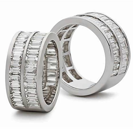 HRBHE1010 Double Row Baguette Shape Diamond Half Eternity Ring