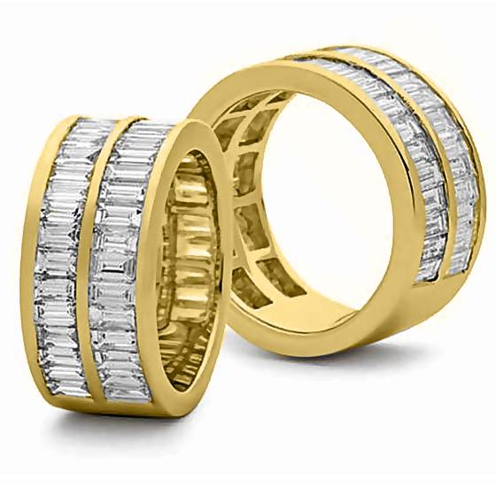 HRBHE1010 Double Row Baguette Shape Diamond Half Eternity Ring