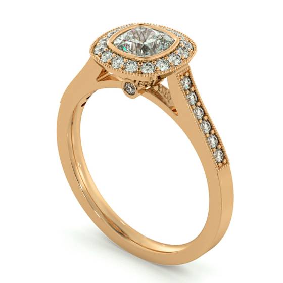 HRCSD707 Legacy style Milgrain Cushion cut Halo Diamond Ring