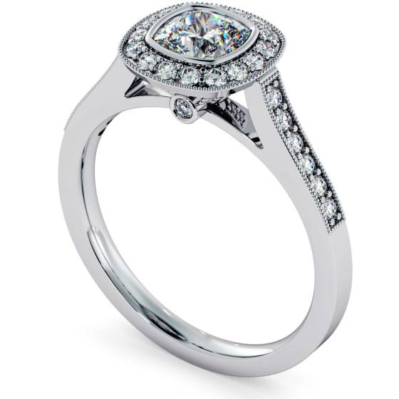 HRCSD707 Legacy style Milgrain Cushion cut Halo Diamond Ring