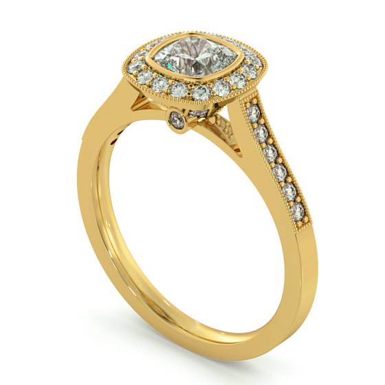 HRCSD707 Legacy style Milgrain Cushion cut Halo Diamond Ring