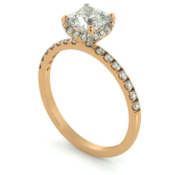 HRCSD709 Studded Prongs Cushion cut Halo Diamond Ring
