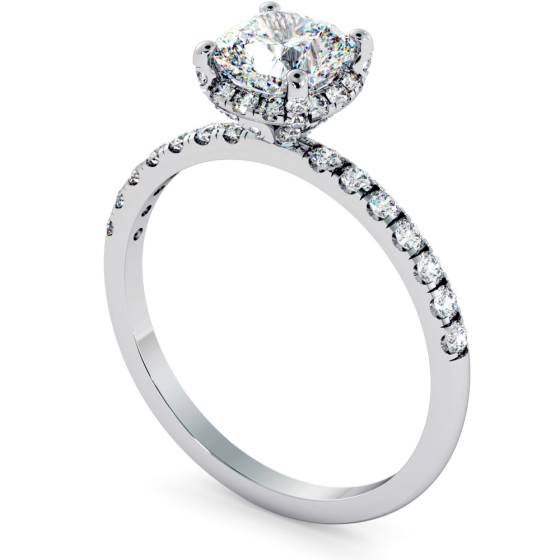 HRCSD709 Studded Prongs Cushion cut Halo Diamond Ring